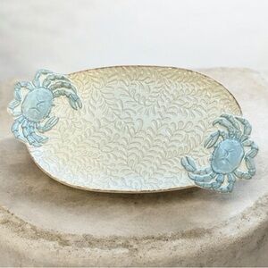 Cracker Barrel Blue Crab Ceramic Serving Tray Beach Decor
